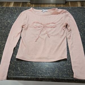 Pink Long Sleeve Top with Bow Detail